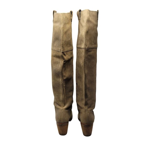 Report Belzer Over Knee Tan Suede Leather Boots Sz 7.5 Distressed Tall Boho - Picture 8 of 11